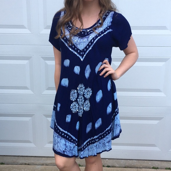 SOLD Sweet Navy Dress/Coverup - Picture 2 of 5